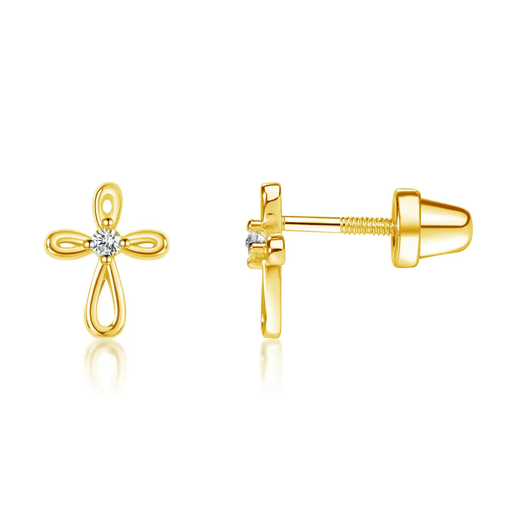 14K Gold-Plated Cross Earrings