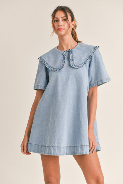 Peter Pan Collar Denim Mini Dress