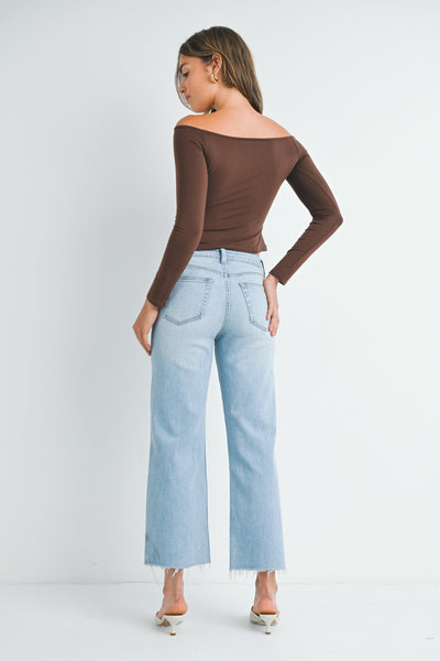 JBD Cropped Slim Wide Leg Jean