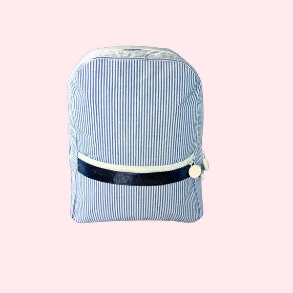 Kid's Navy Preppy Stripe Glossy Small Backpack