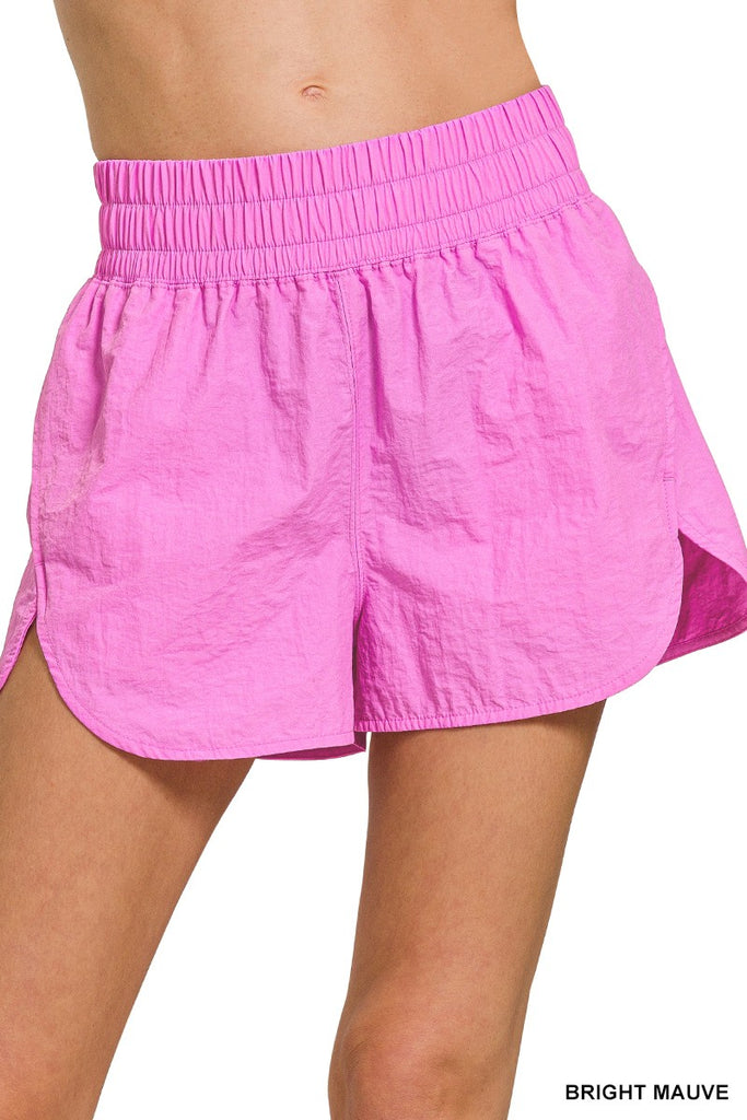 Windbreaker Smocked Waist Running Shorts