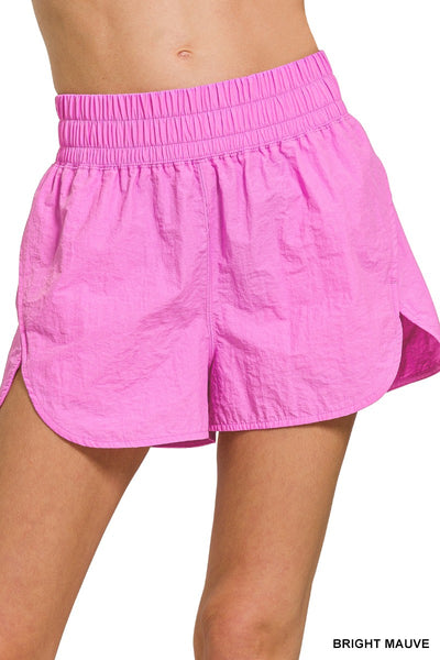 Windbreaker Smocked Waist Running Shorts