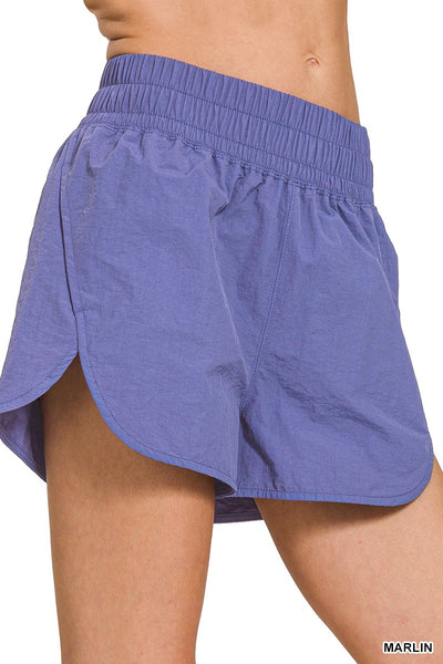 Windbreaker Smocked Waist Running Shorts