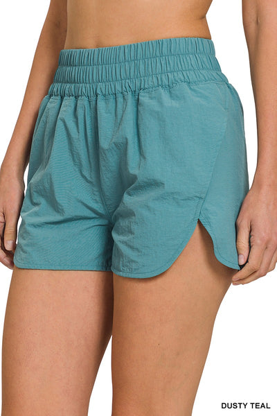 Windbreaker Smocked Waist Running Shorts