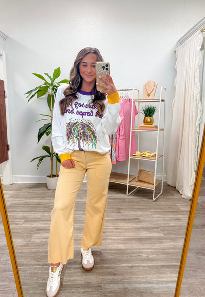 Mardi Gras Bead Tree Sequin Sweater