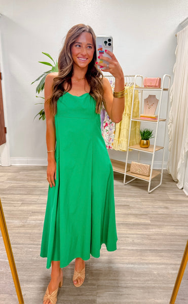 Halter Neck Smocked Midi Dress