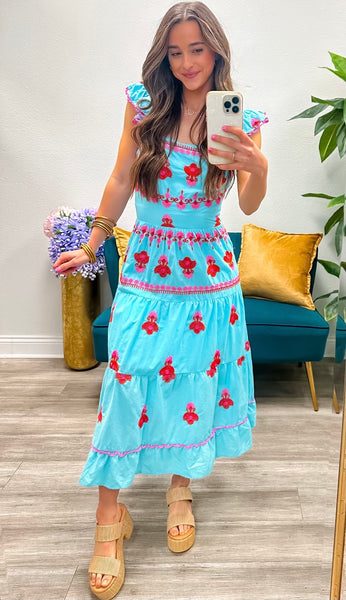 Embroidered Detail Cotton Maxi Dress