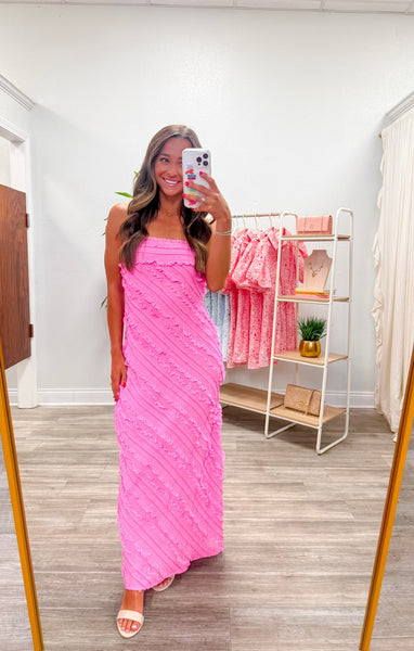 Strapless Ruffled Maxi Dress