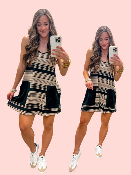 Striped Mini Dress W/ Shorts Inside