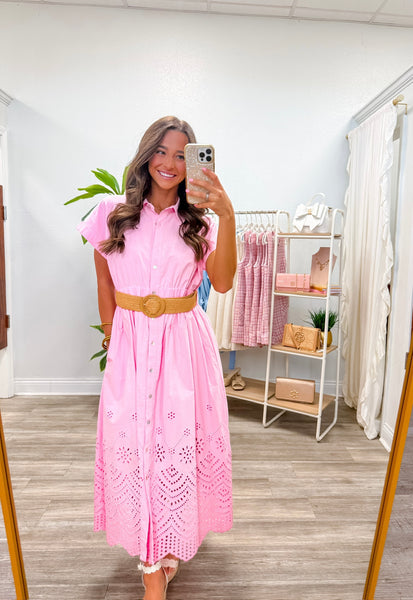Short Cuff Sleeve Midi Dress