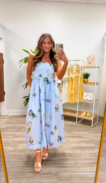 Floral Print Sleeveless Midi Dress
