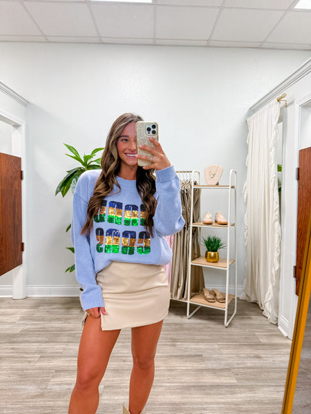 Mardi Gras Sequin Lettering Knit Top