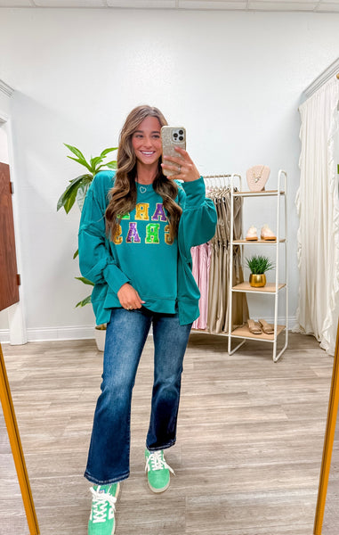Sequin Mardi Gras Loose Fit Top