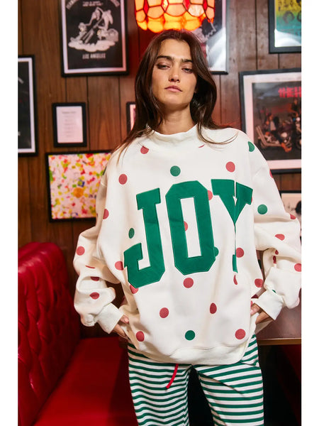 Joy Applique Patch Polka-Dot Sweatshirt