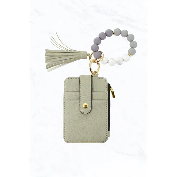 Silicone Bead Bracelet w/ Card Holder Keychain