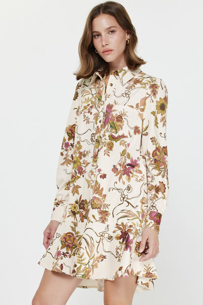 Floral Print Collared Mini Dress