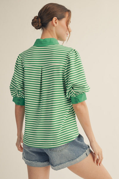 Solid Contrast Detail Stripe Top