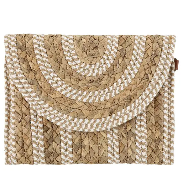 Ladies Straw Flip Over Clutch Bag