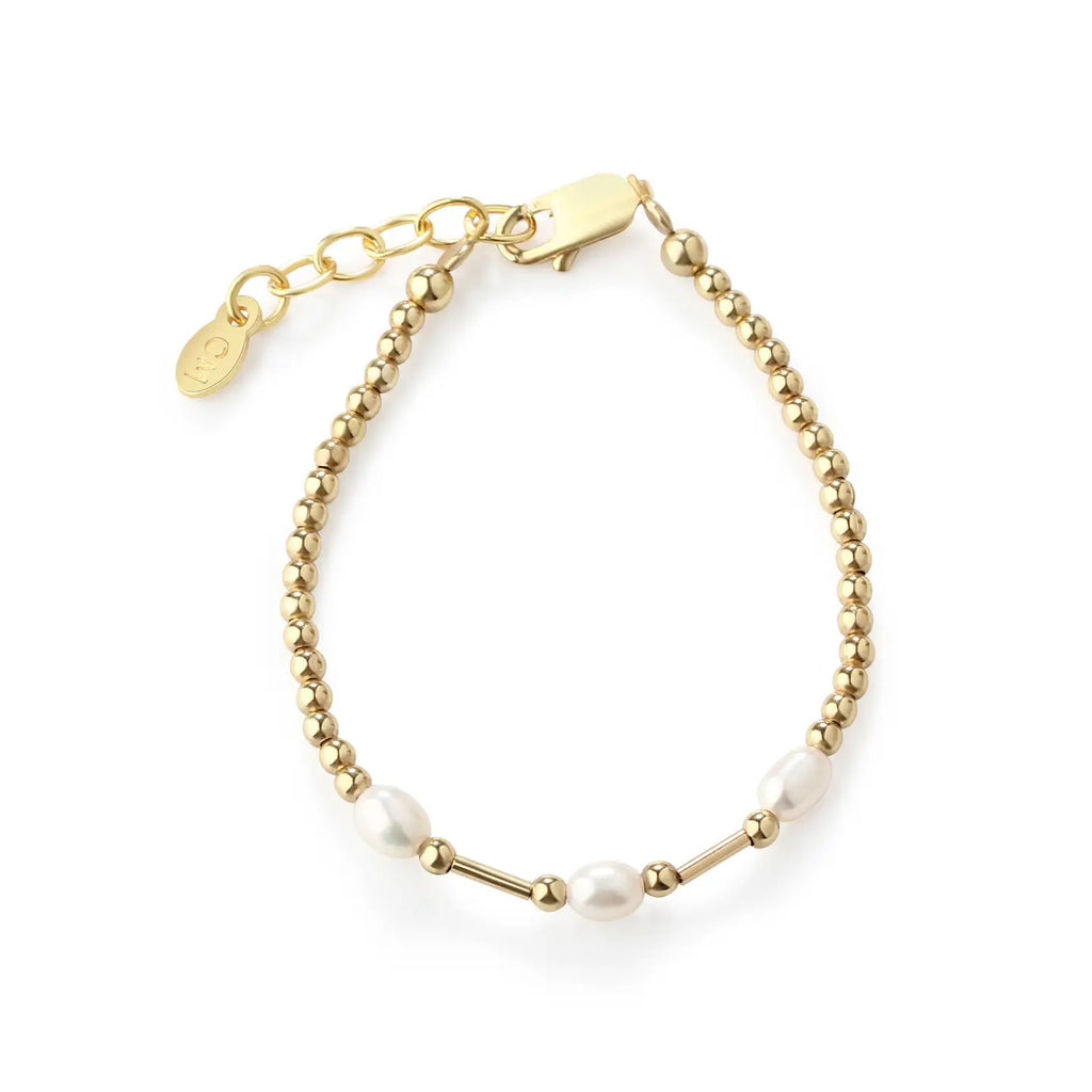 14K Gold-Plated Pearl Baby Bracelet For Kids