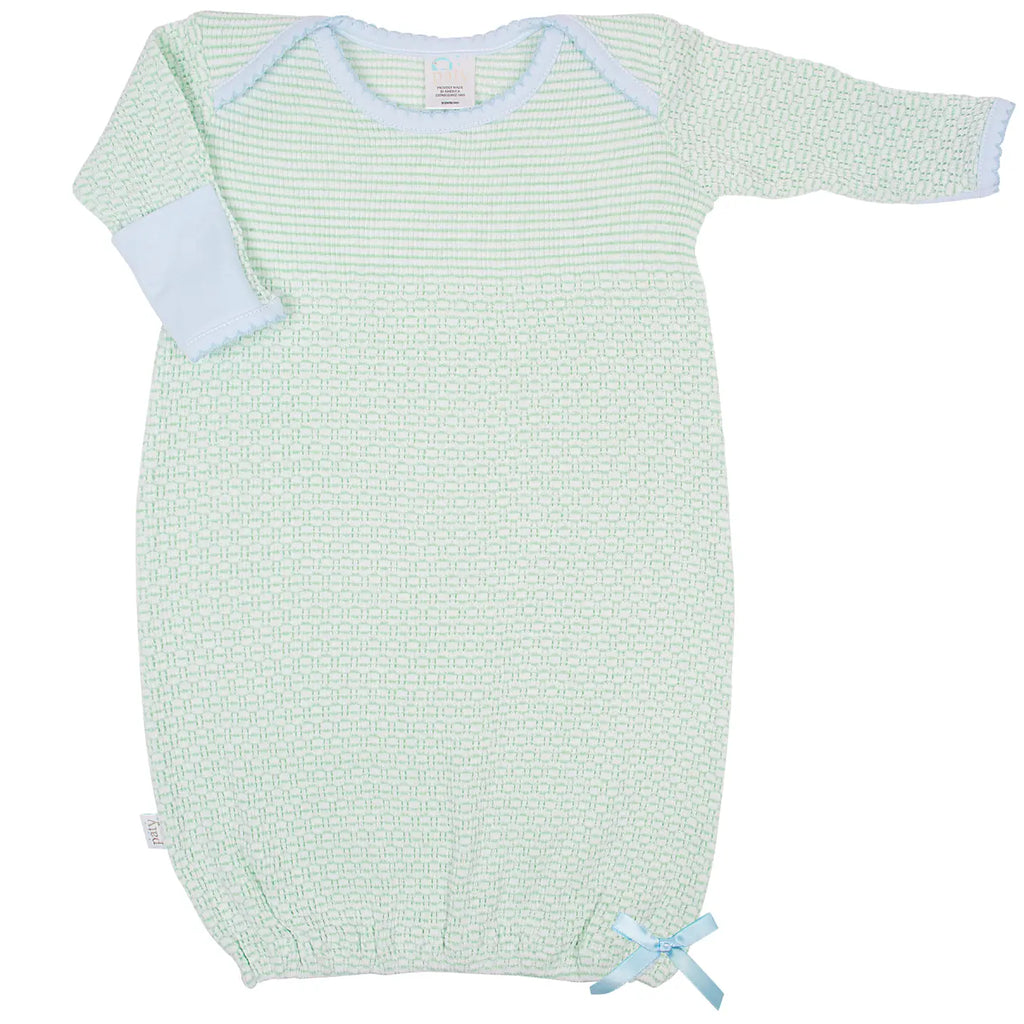 Paty Knit Overlap Shoulder Gown w/ Pima Trim-Mint