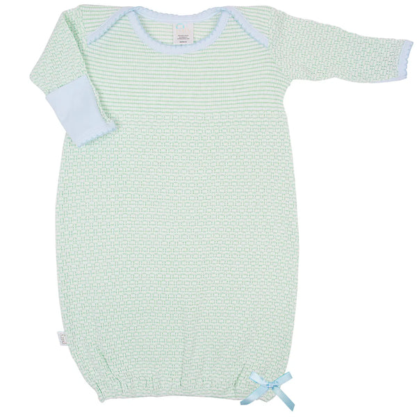 Paty Knit Overlap Shoulder Gown w/ Pima Trim-Mint