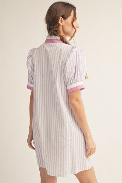 Button Down Stripe Shift Dress