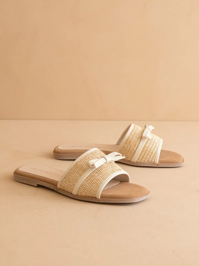 The Andrea Bow Raffia Slide Sandal
