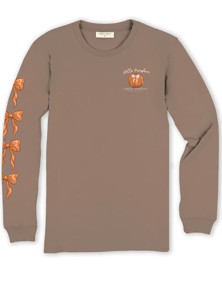 Hello Pumpkin Bow Long Sleeve Tee