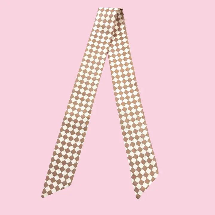 Twilly Scarf- Tan/White Checkered