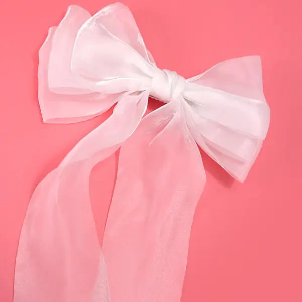 Large Organza Sheer Bow Ribbon Hair Clips