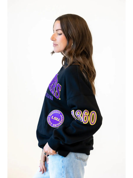 Lsu All Over Scatter Oversized Pullover