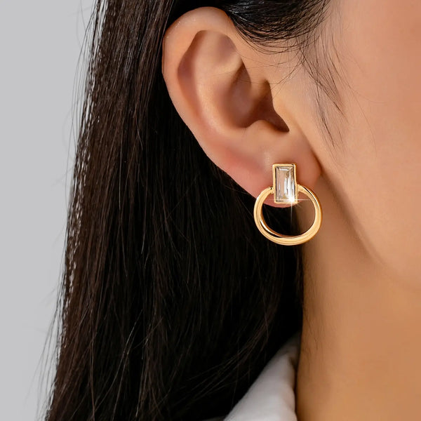 Crystal Cut Door Knocker Earrings