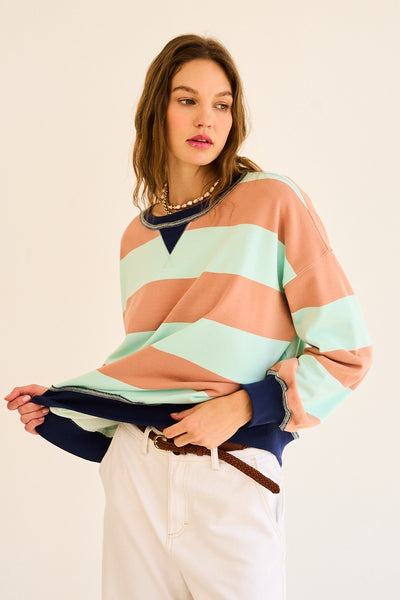 Contrast Striped Sweatshirt