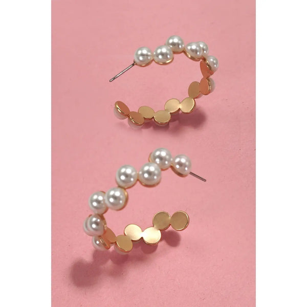 Pearl Zig Zag Hoop Earrings
