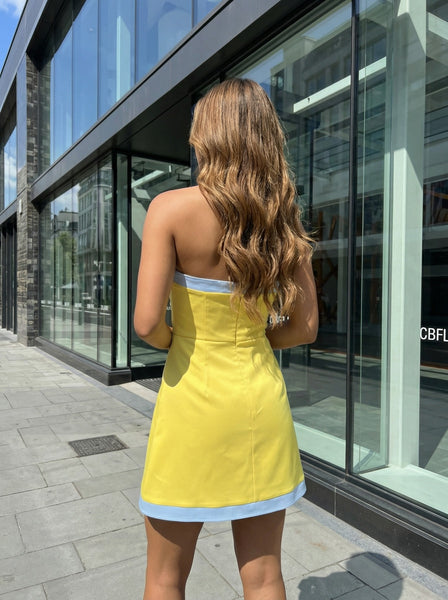 Color Block Strapless Romper Dress