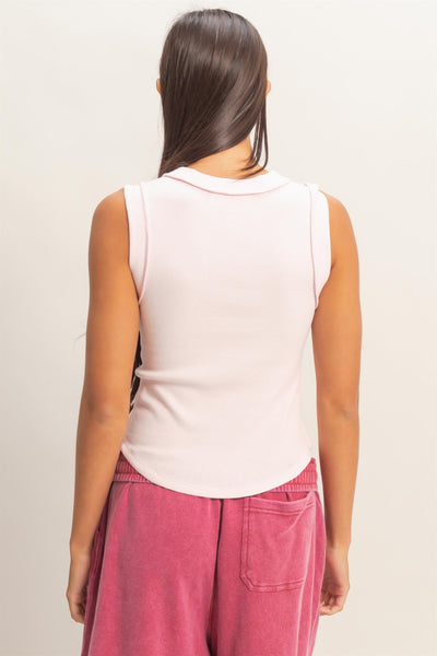 High Neck Seam Detail Tank Top