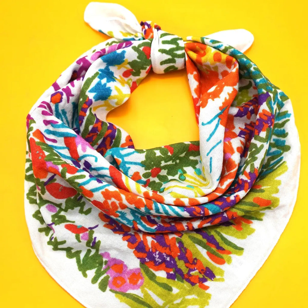 Cotton Floral Print Silky Feeling Bandana Scarf