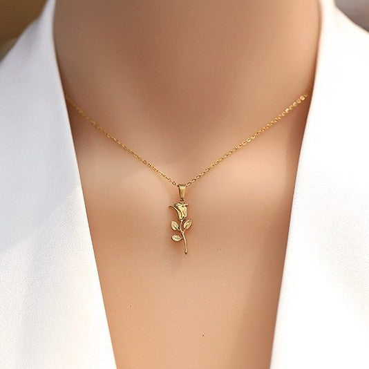 18K Stainless Steel Rose Necklace