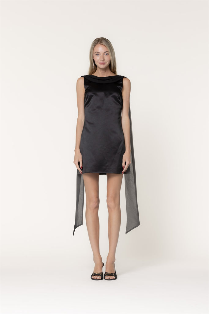 Draped Cowl Neckline Mini Dress