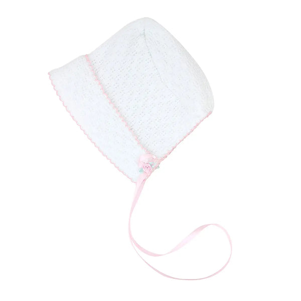 Paty Knit Bonnet with Satin Rosette