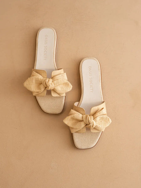 The Ginny Textured Bow Slide Sandal