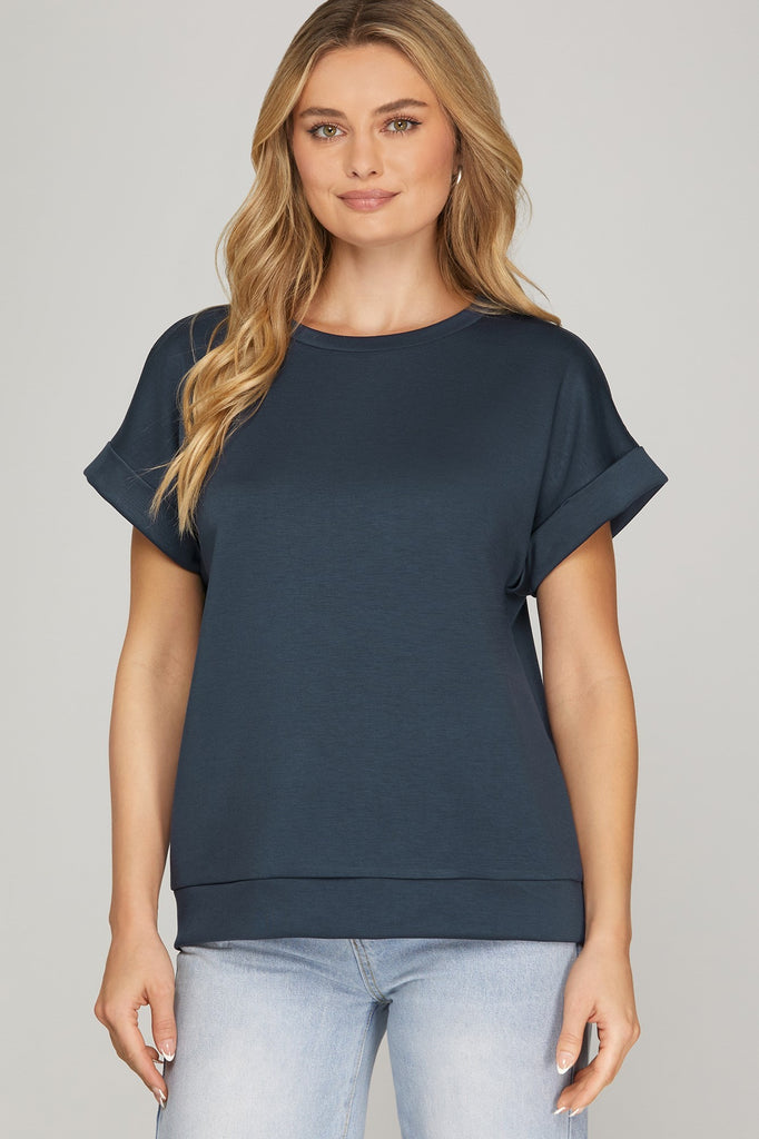 Drop Shoulder Knit Top