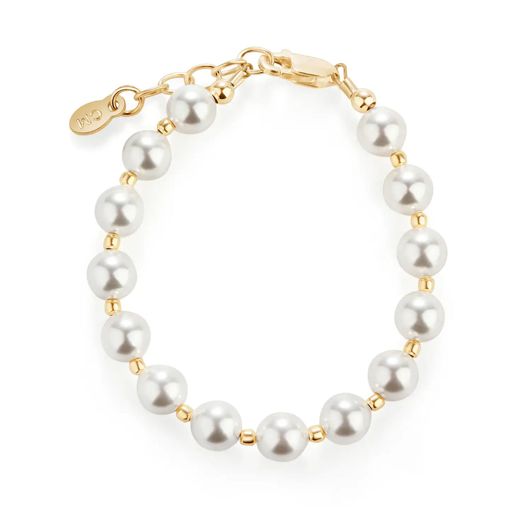 Little Girls 14K Gold-Plated Chunky Pearl Bracelet For Kids