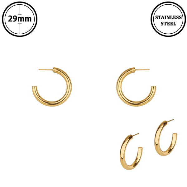 Stainless Steel 1.25" Gold Hoop Earring