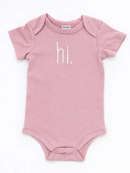 Hi. Embroidered Rosy Pink Knit Onesie
