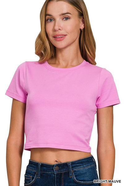 Short Sleeve Round Neck Cropped Top