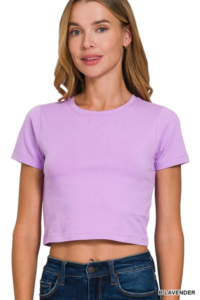 Short Sleeve Round Neck Cropped Top
