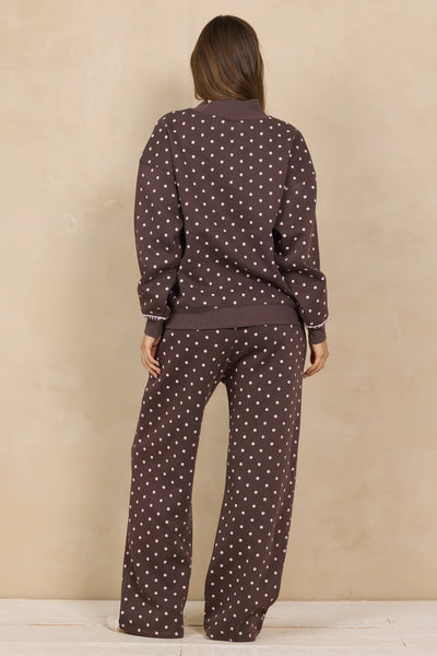 Printed  Fleece Mockneck Pullover
