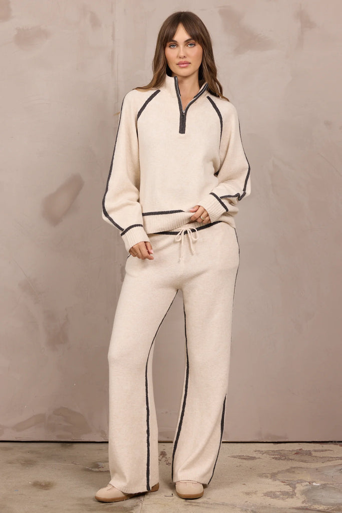 Knit Contrast Wide Leg Pant