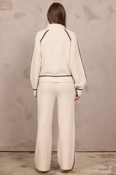 Knit Contrast Wide Leg Pant